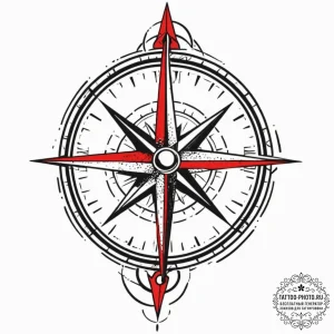 Tattoo sketch a weathered compass, pointing t... - эскиз тату (№1752230969_0, 11.07.2025 10:49) — tattoo-photo.ru