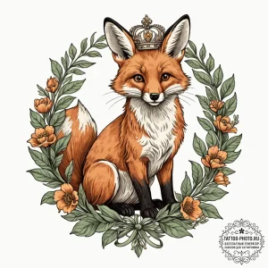 Tattoo design a whimsical animal (e.g., a fox... - эскиз тату (№1752231220_0, 11.07.2025 10:53) — tattoo-photo.ru