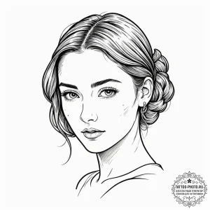 A sketch of the main character from lady bird... - эскиз тату (№1752232185_0, 11.07.2025 11:09) — tattoo-photo.ru