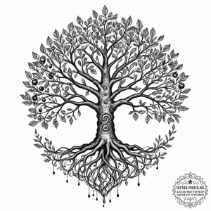 Yggdrasil (tree of life), ink illustration fo... - эскиз тату (№1752232383_0, 11.07.2025 11:13) — tattoo-photo.ru