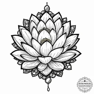 Tattoo sketch a lotus flower with its petals... - эскиз тату (№1752232737_0, 11.07.2025 11:18) — tattoo-photo.ru