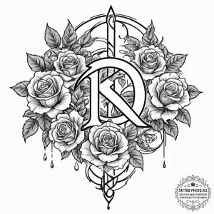 127. tattoo design: a "rod" rune with intertw... - эскиз тату (№1752233485_0, 11.07.2025 11:31) — tattoo-photo.ru