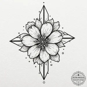 Sakura, tattoo sketch design, dotwork shading... - эскиз тату (№1752234026_0, 11.07.2025 11:40) — tattoo-photo.ru