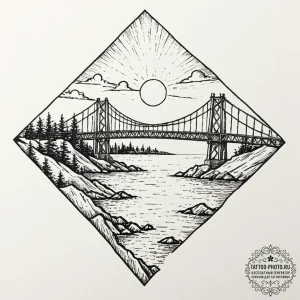 Tattoo design two distant islands connected b... - эскиз тату (№1752235174_0, 11.07.2025 11:59) — tattoo-photo.ru