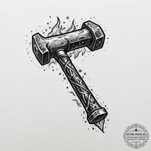 Tattoo design a powerful blacksmith's hammer... - эскиз тату (№1752240988_0, 11.07.2025 13:36) — tattoo-photo.ru