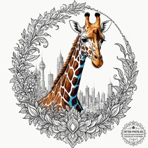 Giraffe, concept art for tattoo, on a clean w... - эскиз тату (№1752241065_0, 11.07.2025 13:37) — tattoo-photo.ru