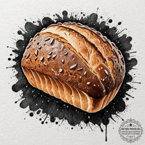 A rustic, overhead shot of a freshly baked so... - эскиз тату (№1752241142_0, 11.07.2025 13:39) — tattoo-photo.ru