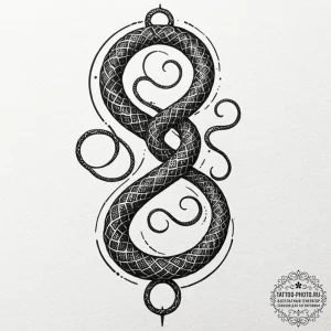 Tattoo design an uroboros serpent, its body m... - эскиз тату (№1752241296_0, 11.07.2025 13:41) — tattoo-photo.ru