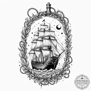 A ship in a bottle (is there, but can be a st... - эскиз тату (№1752241979_0, 11.07.2025 13:52) — tattoo-photo.ru