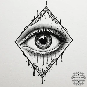 Tattoo sketch a single, open eye shedding a t... - эскиз тату (№1752242063_0, 11.07.2025 13:54) — tattoo-photo.ru