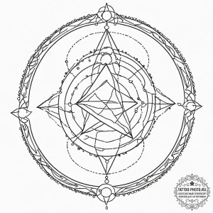 67. tattoo design: a "alatyr" rune integrated... - эскиз тату (№1752242237_0, 11.07.2025 13:57) — tattoo-photo.ru