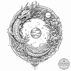 Tattoo design a planet that is also a giant,... - эскиз тату (№1752242579_0, 11.07.2025 14:02) — tattoo-photo.ru