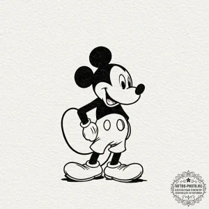 Mickey mouse, ink illustration for tattoo, mu... - эскиз тату (№1752242665_0, 11.07.2025 14:04) — tattoo-photo.ru