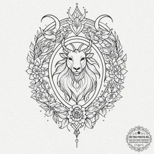 Tattoo design a minimalist outline of a zodia... - эскиз тату (№1752242752_0, 11.07.2025 14:05) — tattoo-photo.ru