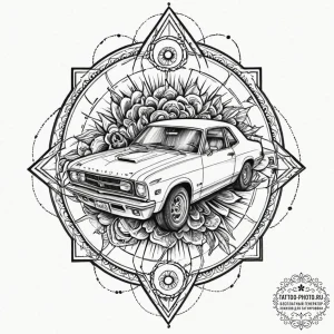 A trash polka tattoo of the car crash scene f... - эскиз тату (№1752242836_0, 11.07.2025 14:07) — tattoo-photo.ru