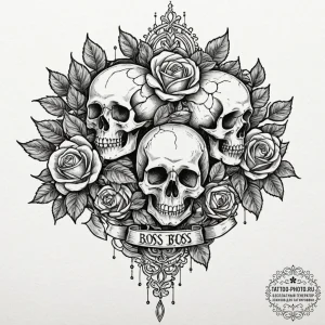 Tattoo sketch a "boss fight" health bar spann... - эскиз тату (№1752243531_0, 11.07.2025 14:18) — tattoo-photo.ru