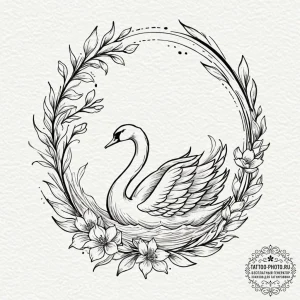 Tattoo sketch a graceful swan, symbolizing pu... - эскиз тату (№1752244967_0, 11.07.2025 14:42) — tattoo-photo.ru