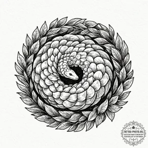 A pangolin curled up, ink illustration for ta... - эскиз тату (№1752245740_0, 11.07.2025 14:55) — tattoo-photo.ru
