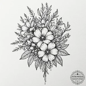 Tattoo sketch a bouquet of flowers, but some... - эскиз тату (№1752246244_0, 11.07.2025 15:04) — tattoo-photo.ru
