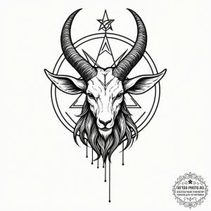 Baphomet symbol, artistic tattoo sketch, roug... - эскиз тату (№1752246446_0, 11.07.2025 15:07) — tattoo-photo.ru