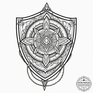 Tattoo design a shield with a stylized symbol... - эскиз тату (№1752246931_0, 11.07.2025 15:15) — tattoo-photo.ru