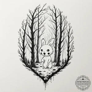The forest spirits (kodama) from princess mon... - эскиз тату (№1752247092_0, 11.07.2025 15:18) — tattoo-photo.ru