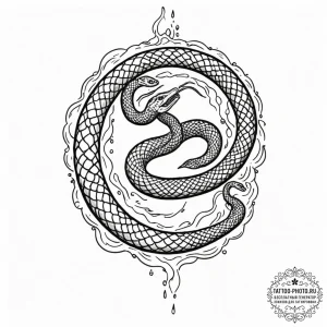 Tattoo design an uroboros serpent made of flo... - эскиз тату (№1752247518_0, 11.07.2025 15:25) — tattoo-photo.ru
