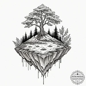 Tattoo sketch a plant growing not upwards, bu... - эскиз тату (№1752247687_0, 11.07.2025 15:28) — tattoo-photo.ru