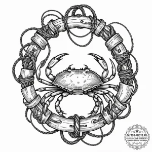 Tattoo design a detailed cancer crab, with sa... - эскиз тату (№1752247937_0, 11.07.2025 15:32) — tattoo-photo.ru