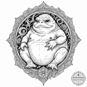 Sketch of jabba the hutt, detailed and grotes... - эскиз тату (№1752248272_0, 11.07.2025 15:37) — tattoo-photo.ru