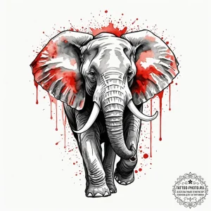 Tattoo design a powerful elephant, tusks out,... - эскиз тату (№1752248689_0, 11.07.2025 15:44) — tattoo-photo.ru