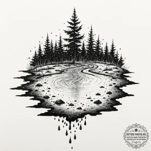 A shot of rain hitting a puddle in slow motio... - эскиз тату (№1752249010_0, 11.07.2025 15:50) — tattoo-photo.ru