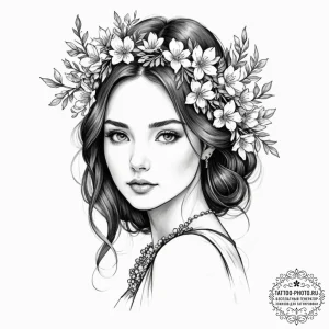 Tattoo sketch: lada, depicted as a beautiful... - эскиз тату (№1752249169_0, 11.07.2025 15:52) — tattoo-photo.ru