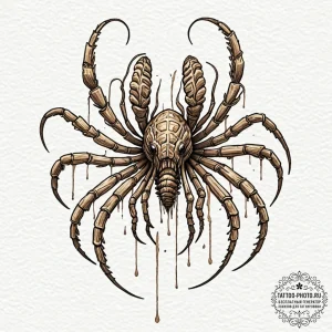 113. linework tattoo of a facehugger, minimal... - эскиз тату (№1752250245_0, 11.07.2025 16:10) — tattoo-photo.ru