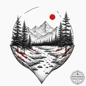 Nature & landscapes, tattoo drawing outline,... - эскиз тату (№1752250837_0, 11.07.2025 16:20) — tattoo-photo.ru