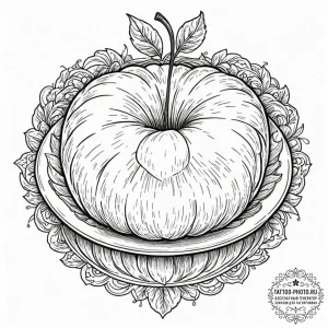Tattoo sketch 'apple' on one, 'pie' on the ot... - эскиз тату (№1752251767_0, 11.07.2025 16:36) — tattoo-photo.ru