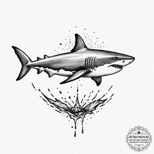 A neo-traditional tattoo of the red shark con... - эскиз тату (№1752251852_0, 11.07.2025 16:37) — tattoo-photo.ru