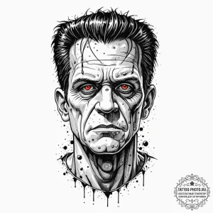 A neo-traditional tattoo portrait of frankens... - эскиз тату (№1752252021_0, 11.07.2025 16:40) — tattoo-photo.ru