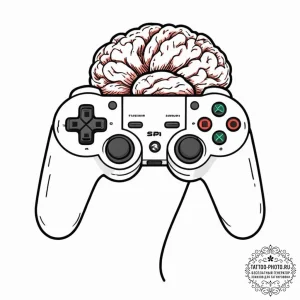 Tattoo design a game controller integrated wi... - эскиз тату (№1752252105_0, 11.07.2025 16:41) — tattoo-photo.ru