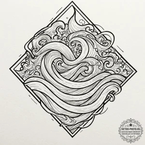 Tattoo sketch aquarius's water flowing as a s... - эскиз тату (№1752253964_0, 11.07.2025 17:12) — tattoo-photo.ru