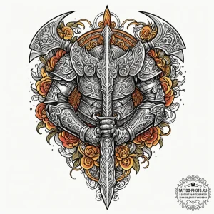 Tattoo design a gladiator's armored arm with... - эскиз тату (№1752254464_0, 11.07.2025 17:21) — tattoo-photo.ru