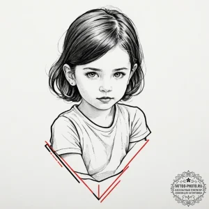 A child's drawing taped to a refrigerator., c... - эскиз тату (№1752255298_0, 11.07.2025 17:34) — tattoo-photo.ru
