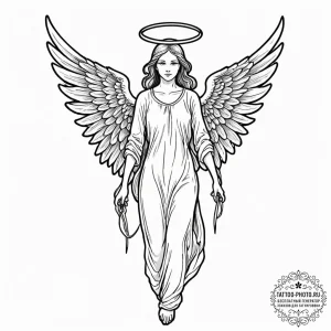 Angel of death, artistic tattoo sketch, minim... - эскиз тату (№1752255465_0, 11.07.2025 17:37) — tattoo-photo.ru