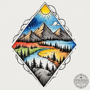 Tattoo sketch a glowing "quest marker" appear... - эскиз тату (№1752255635_0, 11.07.2025 17:40) — tattoo-photo.ru