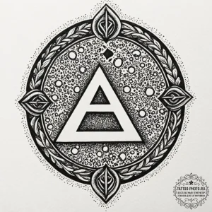 Rune stone, tattoo line art, dotwork shading,... - эскиз тату (№1752256222_0, 11.07.2025 17:50) — tattoo-photo.ru