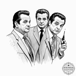 A sketch of the "funny how?" scene with joe p... - эскиз тату (№1752256306_0, 11.07.2025 17:51) — tattoo-photo.ru