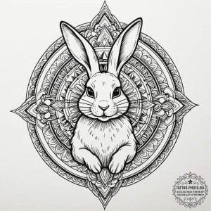 A neo-traditional tattoo of the white rabbit... - эскиз тату (№1752257561_0, 11.07.2025 18:12) — tattoo-photo.ru