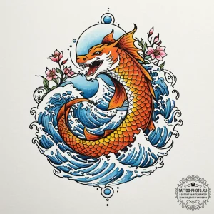 Tattoo design a traditional japanese wave pat... - эскиз тату (№1752258147_0, 11.07.2025 18:22) — tattoo-photo.ru