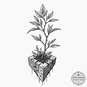Tattoo sketch a single, resilient sapling pus... - эскиз тату (№1752258317_0, 11.07.2025 18:25) — tattoo-photo.ru
