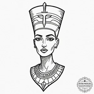 Nefertiti, tattoo line art, new school tattoo... - эскиз тату (№1752258988_0, 11.07.2025 18:36) — tattoo-photo.ru